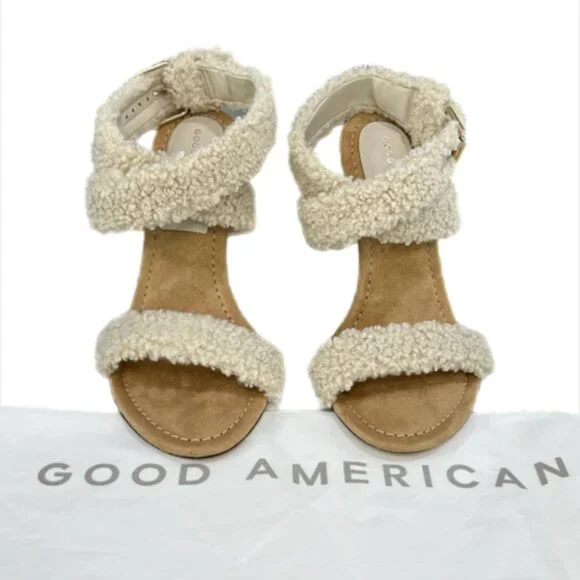 Good American Sherpa Sandals Heels Size 7 - Picture 6 of 7